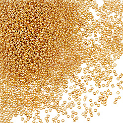 Gold 50G Glass Seed Beads, Metallic Colours Style, Round, Gold, 12/0, 2mm, Hole: 1mm