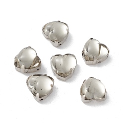 Gainsboro Heart Sew On Rhinestones, Smooth Face Taiwan Acrylic Rhinestone, Multi-Strand Links, with Platinum Tone Brass Prong Settings, Gainsboro, 10x10x7mm, Hole: 1mm