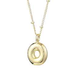 Letter O 1латунные подвески с буквами в виде букв, ожерелье из воздушных шаров и букв, реальный 18 k позолоченный, Письмо O, 17.52 дюйм (44.5 см)