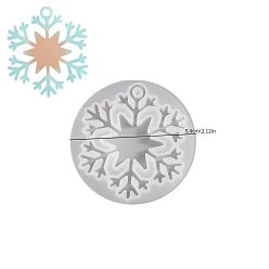 Белый Рождественские снежинки силиконовые формы для подвесок своими руками, формы для литья смолы, для уф-смолы, изготовление подвесок из эпоксидной смолы, белые, 54x5 мм, отверстие : 3.5 мм, внутренний диаметр: 51x44 мм