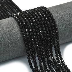 Black Onyx Натуральные бусины из черного оникса (окрашенные и нагретые), энергетическая призматическая огранка с двойными концами бусины, граненые двухконусные, 4x4.5 мм, отверстие : 0.4 мм, около 83 шт / нитка, 14.96 дюйм (38 см)