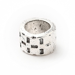 Antique Silver Tibetan Style Alloy European Beads, Large Hole Beads, Column, Antique Silver, 8.5x6mm, Hole: 6mm, about 500pcs/500g