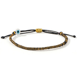 Черный Браслеты ручной работы из фарфора с бусинами, символизирующими "оберег от сглаза", плетеные из бусин., регулируемые браслеты шнур, чёрные