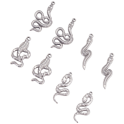 Mixed Color 8Pcs 4 Style 304 Stainless Steel Pendants, Snake, Mixed Color, 2pcs/style