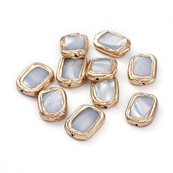 Золотой Гальванизированные раковины, с позолоченными краями из латуни, прямоугольные, золотые, 21~22x16~17x3 мм, отверстие : 0.7 мм