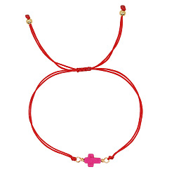 Камелия Синтетические браслеты бирюзовый ссылка, плетеные браслеты из волоконного шнура для мужчин и женщин, крестик, камелия, внутренний диаметр: 11 дюйм (28 см)