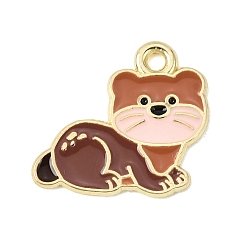 Beaver Подвески из эмали и сплава, золотые, животная тема, бобр, 17x18.5x1 мм, отверстие : 1.5 мм