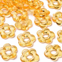 Оранжевый Прозрачные акриловые бусинки кадров, цветок, оранжевые, 19x20x3.5 мм, отверстие : 1.6 мм, внутренний диаметр: 6.5 мм, Около 632 шт / 500 г