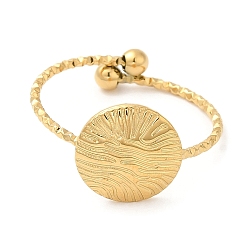 Настоящее золото 18K Ионное покрытие (ip) 304 плоская круглая открытая манжета из нержавеющей стали для женщин, реальный 18 k позолоченный, внутренний диаметр: 18 мм