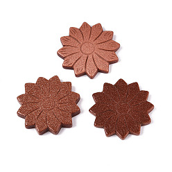 Камень с Пылевым Золотом Синтетические голдстоуновские кабошоны, цветок, 35.5~37x4~5.5 мм