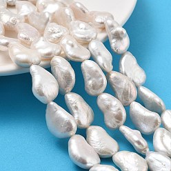 Морская Ракушка Натуральный жемчуг в стиле барокко кеши, луна, культивированный пресноводный жемчуг, класс 5а+, цвет морской раковины, 17~18x11~12x6~8 мм, отверстие : 0.8 мм, около 22~23 шт / нитка, 15.75~16.02'' (40~40.7 см)