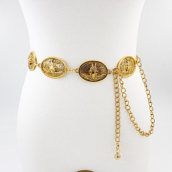 Золотой Цепочка из винтажного сплава с геометрическими овальными звеньями и подвесками на талию и живот для женщин, золотые, 1100 мм