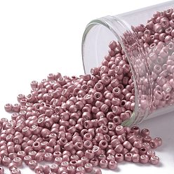 (553F) Matte Galvanized Pink TOHO Round Seed Beads, Japanese Seed Beads, Frosted, (553F) Matte Galvanized Pink, 11/0, 2.2mm, Hole: 0.8mm, about 5555pcs/50g