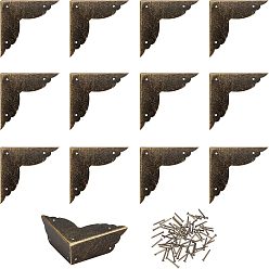 Antik Bronze Eckschutzecken aus Eisen, mit schrauben, für möbel schmuckschatulle dekoration, Antik Bronze, 26x99x50 mm, Bohrung: 1.8 mm, Schrauben: 15x3 mm, Stift: 1.5 mm, 10sets