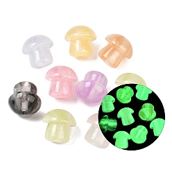 (52) Непрозрачная лаванда Светящиеся прозрачные шарики из смолы, гриб, с блеском порошок, светится в темноте, разноцветные, 16x15.5 мм, отверстие : 2.5 мм