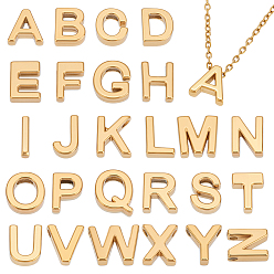 Настоящее золото 18K 26 шт. 304 подвески из нержавеющей стали, алфавита A ~ Z, реальный 18 k позолоченный, 9~10x2~11.5x3 мм, отверстие : 1.4~1.6 мм