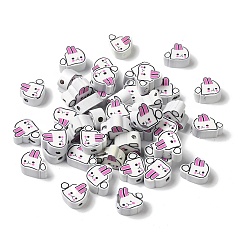 Белый Бусины из полимерной глины , кролик, белые, 9x9.5x4 мм, отверстие : 1.6 мм