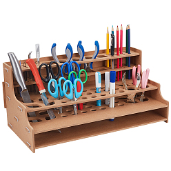 Светло-коричневый Многоуровневые подставки для хранения инструментов из МДФ, ящик для хранения, держатель для инструментов своими руками, загар, 43x19x21.5 см