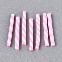 Бледно-Розовый Ручной полимерной глины ногтей декоративные аксессуары, колонка, розовый жемчуг, 19~23x1.5~3 мм