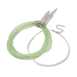 Vert mer Foncé Collier de perles de verre rondelle à facettes pour femme, avec des agrafes en alliage, vert de mer foncé, 16.14 pouce (41 cm), 3mm
