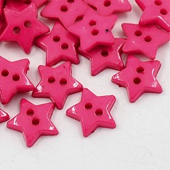 Камелия Акриловые кнопки, 2-луночное, окрашенные, звезда, камелия, 12x2 мм, отверстие : 1 мм