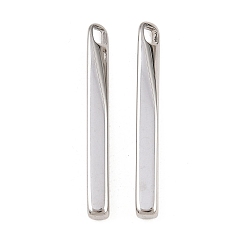 Нержавеющая Сталь Цвет 201 подвески из нержавеющей стали, подвеска в виде витого прямоугольника, цвет нержавеющей стали, 36x5x5 мм, отверстие : 3x3 мм