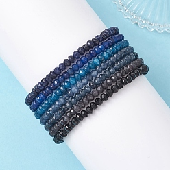 (52) Непрозрачная лаванда 7Шт. браслеты-браслеты из натуральных бусин-рондель из окрашенного малайзийского нефрита для женщин, разноцветные, бусина : 4.5x3.5 mm, внутренний диаметр: 2.20 дюйм (5.6 см)