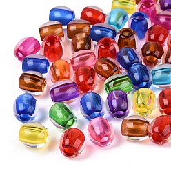 (52) Непрозрачная лаванда Прозрачного акрилового Европейский бисером, баррель, большое отверстие шарик, Центр окрашенные, разноцветные, 12x12.5 мм, отверстие : 5 мм, Около 500 шт / 500 г