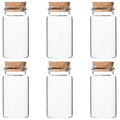 Прозрачный Стеклянная банка стеклянные бутылки шарик контейнеры, с пробкой, бутылка желаний, колонка, прозрачные, 3.7x7 см, Внутренний диаметр: 3 cm, емкость: 50 мл (1.69 жидких унций), 6 шт / комплект