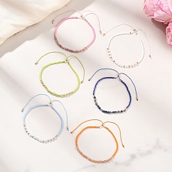 (52) Непрозрачная лаванда Регулируемые браслеты-слайдеры из стеклянных бусин и натуральных драгоценных камней для женщин, круглые, разноцветные, внутренний диаметр: 2.11 ~3.39 дюйм (5.35~8.6 см)