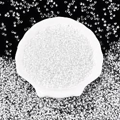 Белый 8/0 внутри цветные прозрачные стеклянные бусины, слеза, Топ пробуренной, белые, 3~3.5x3x2~2.5 мм, отверстие : 0.8~0.9 мм, Около 15000 шт / фунт