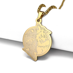 Золотой Temu ожерелья из нержавеющей стали с подвеской в виде волка викинга для мужчин, золотые, 23.62 дюйм (60 см)