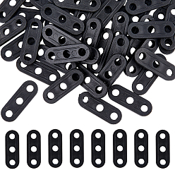 Black 200Pcs Three-Hole Plastic Tent Rope Tensioner, Oval, Black, 35x12x5mm, Hole: 5mm