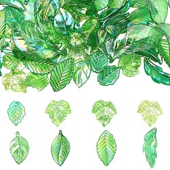 (52) Непрозрачная лаванда 80 шт. 8 Цвета УФ-покрытие акриловые подвески, лист, разноцветные, 23.5~53.5x14~28.5x3.5~7.5 мм, отверстие : 1.6 мм, 10 шт / стиль