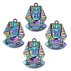 Rainbow Color Подвески из сплава , без кадмия и без свинца, фараон, Радуга цветов, 36x26x5 мм, отверстие : 2.5 мм