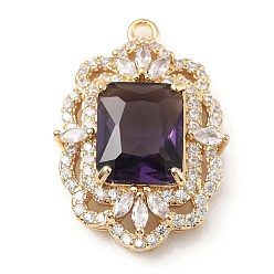 Мандарин Латунь с подвесками k9 из стекла и страз, золотой свет, овальные амулеты, мандарин, 24x16x6 мм, отверстие : 1.5 мм