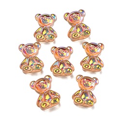 Сэнди Коричневый Мультяшные прозрачные кабошоны из смолы, переливающийся медведь, AB цвет, песчаный коричневый, 14x11x5.5 мм