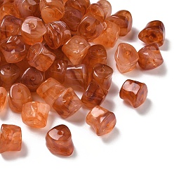 Шоколадный Акриловые шарики Gemstone имитация, самородки, два тона, цвет шоколада, 16x20x17~17.5 мм, отверстие : 2.5 мм, Около 125 шт / 500 г