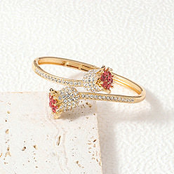 Цветок Браслеты из цинкового сплава со стразами для женщин, цветок, внутренний диаметр: 2-3/8 дюйм (6 см)