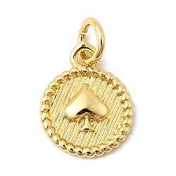 Настоящее золото 18K Латунные подвески, плоский круглый с лопатками, долговечный, без свинца и без кадмия, стойки покрытие, с целью перехода в кольце, реальный 18 k позолоченный, 12.5x10x2 мм, отверстие : 3 мм