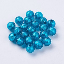 Озёрно--синий Бусины ручной работы бусины серебряной фольгой, круглые, Плут синий, 9.5~10 мм, отверстие : 1.5~2 мм