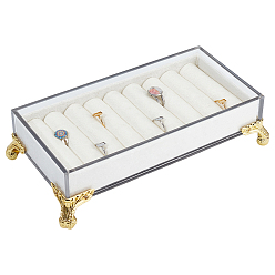 Бежевый Акриловые кольцевые органайзеры для демонстрации лотков, прямоугольная скамейка, бежевые, 22x11.8x5.5 см