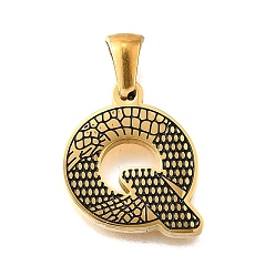 Letter Q Золотые подвески 304 из нержавеющей стали, образец коры, Буква Q, 17x15x2.5 мм, отверстие : 5.5x3 мм