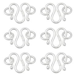 Серебро 925 стерлингового серебра S-крюк пряжки, с целью перехода в кольце, компоненты разъема для изготовления ювелирных изделий, серебряные, 8x8x1 мм, отверстие : 2.2 мм, 6 шт