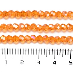 Темно-Оранжевый Прозрачные стеклянные бусины, 32 граней, с покрытием AB цвета, круглые, темно-оранжевый, 4.5x4 мм, отверстие : 1 мм, около 94~95 шт / нитка, 13.98'' (35.5 см)