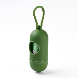 Dunkel olivgrün Plastiktütenhalter in Tablettenform, mit Abfallsäcken und Karabinern, dunkel olivgrün, 140 mm, Pille: 10x4cm, Tasche: 30x24cm, 15Stück/Rolle