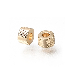 Light Gold Brass Beads, Textured Hexagon, Rack Plating, Long-Lasting Plated, Light Gold, 3x4.7x4.7mm, Hole: 2mm