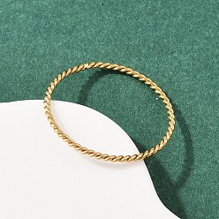 Золотой 304 кольца для пальцев из нержавеющей стали для женщин, Скрученное кольцо, ионное покрытие (ip), золотые, 1 мм, размер США 8 1/4 (18.3 мм)