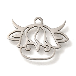 Нержавеющая Сталь Цвет 201 подвески из нержавеющей стали, коровьи обереги, цвет нержавеющей стали, 12x17x1 мм, отверстие : 1.5 мм