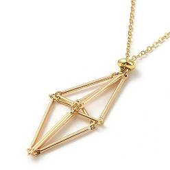 Golden Brass Macrame Pouch Empty Stone Holder for Pendant Necklaces Making, Golden, 19.09 inch(48.5cm), Pendant: 48mm